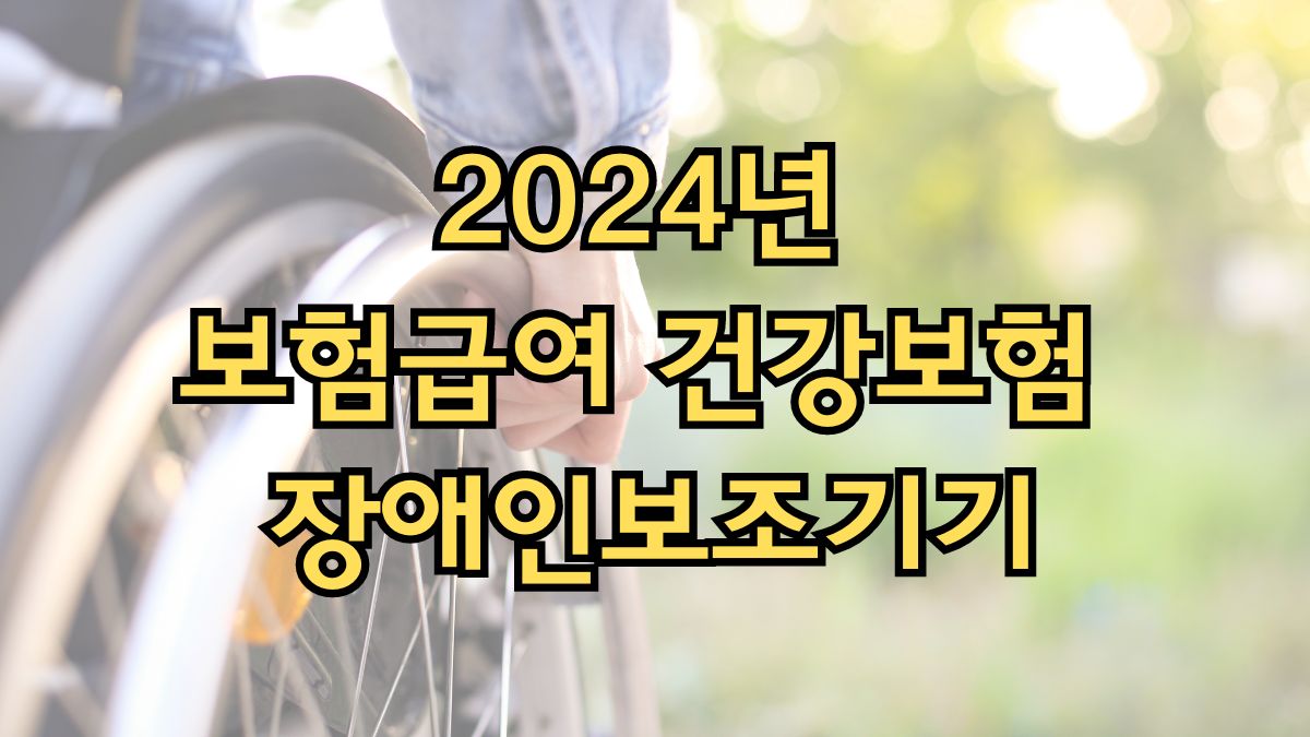 2024년 보험급여 건강보험 장애인보조기기