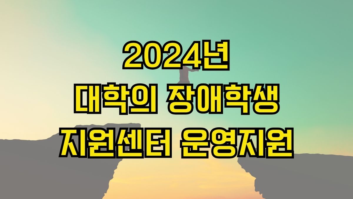 2024년 대학의 장애학생지원센터 운영지원