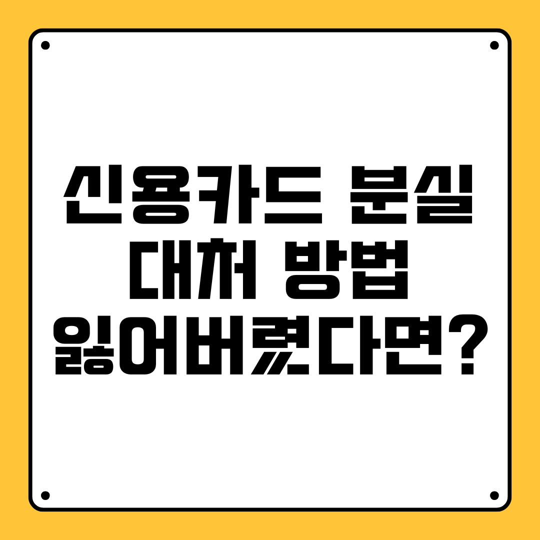 신용카드 분실 대처 방법