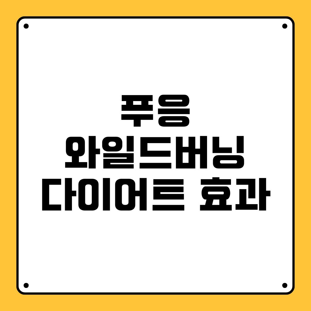 푸응 와일드버닝 다이어트 효과