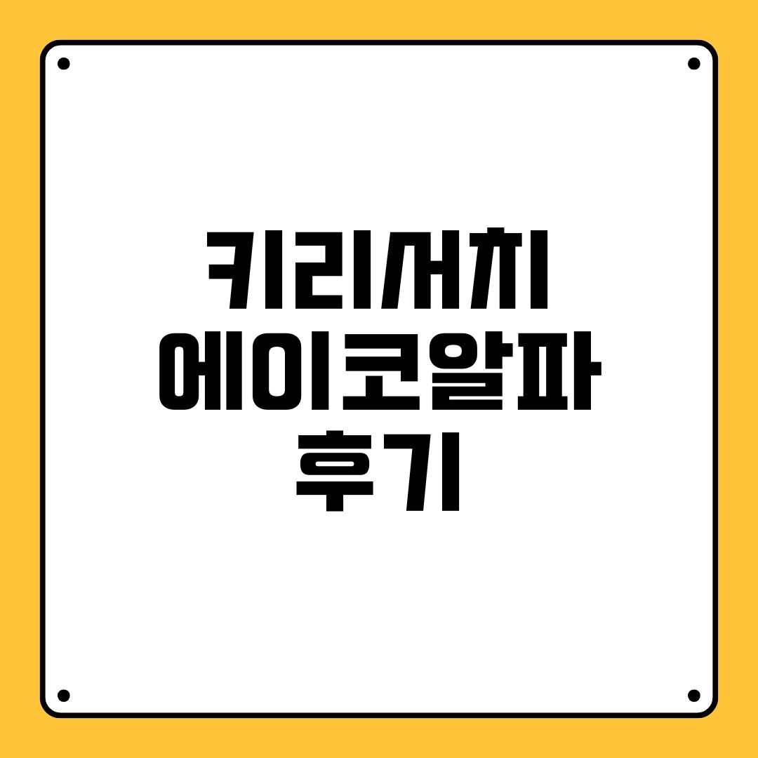 키리서치 에이코알파 후기