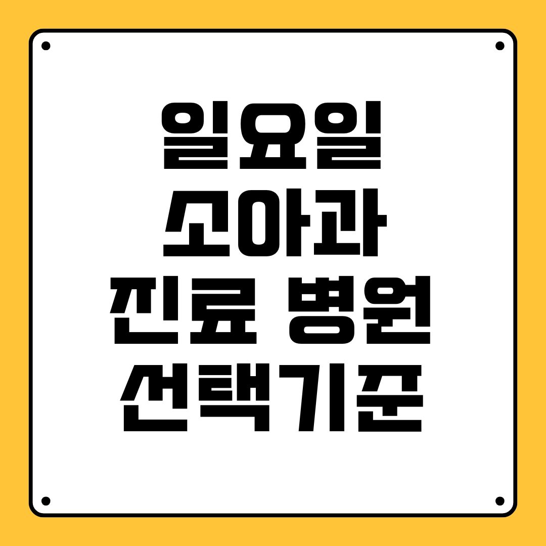 일요일 소아과 진료 병원 선택기준