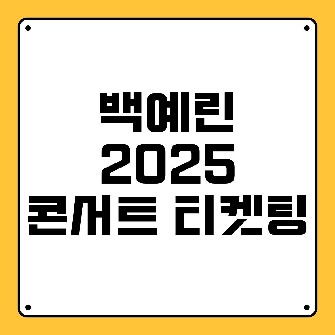 백예린 2025 콘서트 티켓팅